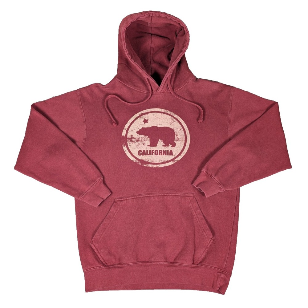California Bear | Mojito Apparel | Red |‎ Vintage Look Faded Graphic Hoodie | M